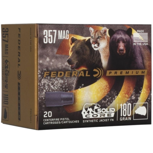 Federal Ammo, 357 Mag 180 Grain Solid Core, 20 Rounds