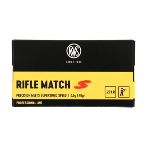 RWS Rifle Match Supersonic Ammo, 22LR 40 Grain, 50 Rounds