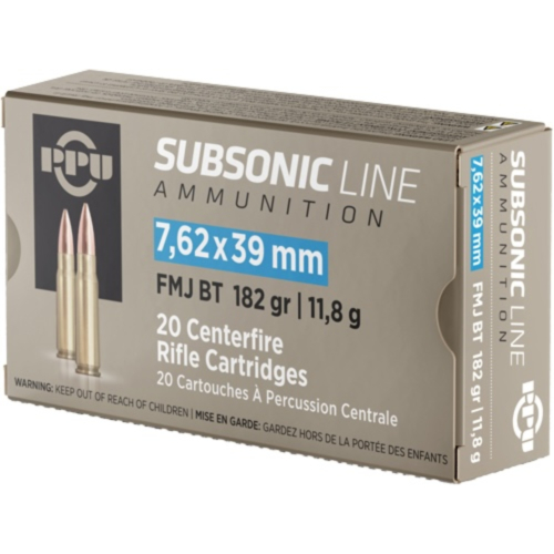 PPU Ammo, 7.62X39 Subsonic 182 Grain FMJ, 20 Round Box — RDSC
