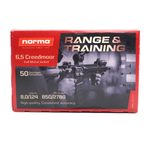 Norma USA Ammo, 6.5 Creedmoor Range & Training 124 Grain FMJ, 50 Rounds