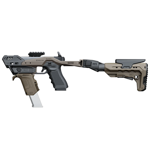 Recover Tactical, 20/20X Conversion Kit for Glock 9mm Double Stack, Folding Carbine Stock, Tan