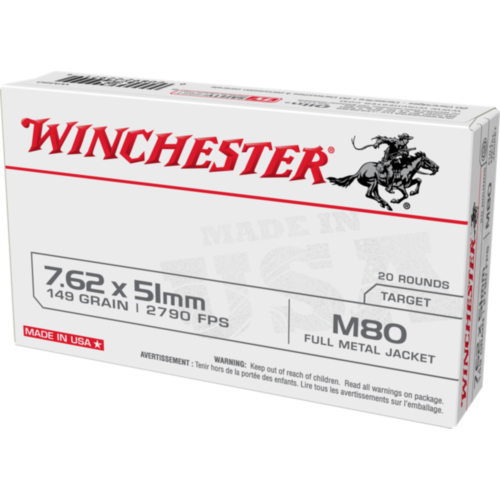 Winchester Ammo, M80 7.62X51 Nato, 149 Grain FMJ, 20 Round — RDSC