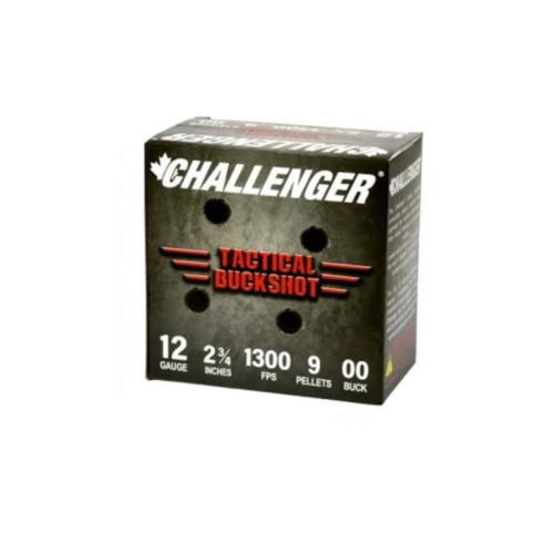 Challenger Ammo, 12GA Light Load 00 Buckshot, 2-3/4" 00 Buck, 25 Rounds