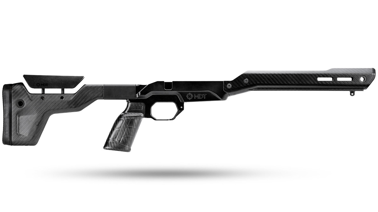 MDT HNT26 Chassis System, Rem700 LA, Right Hand, Folding Stock, ARCA, Black & Carbon Fiber